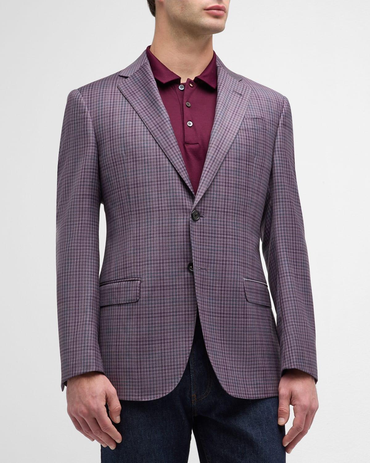 Mens Plaid Wool Two-Button Blazer Product Image