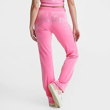 Juicy Couture Womens OG Big Bling Velour Track Pants in Pink/Hot Hot Size Small Polyester/Spandex/Velour Product Image