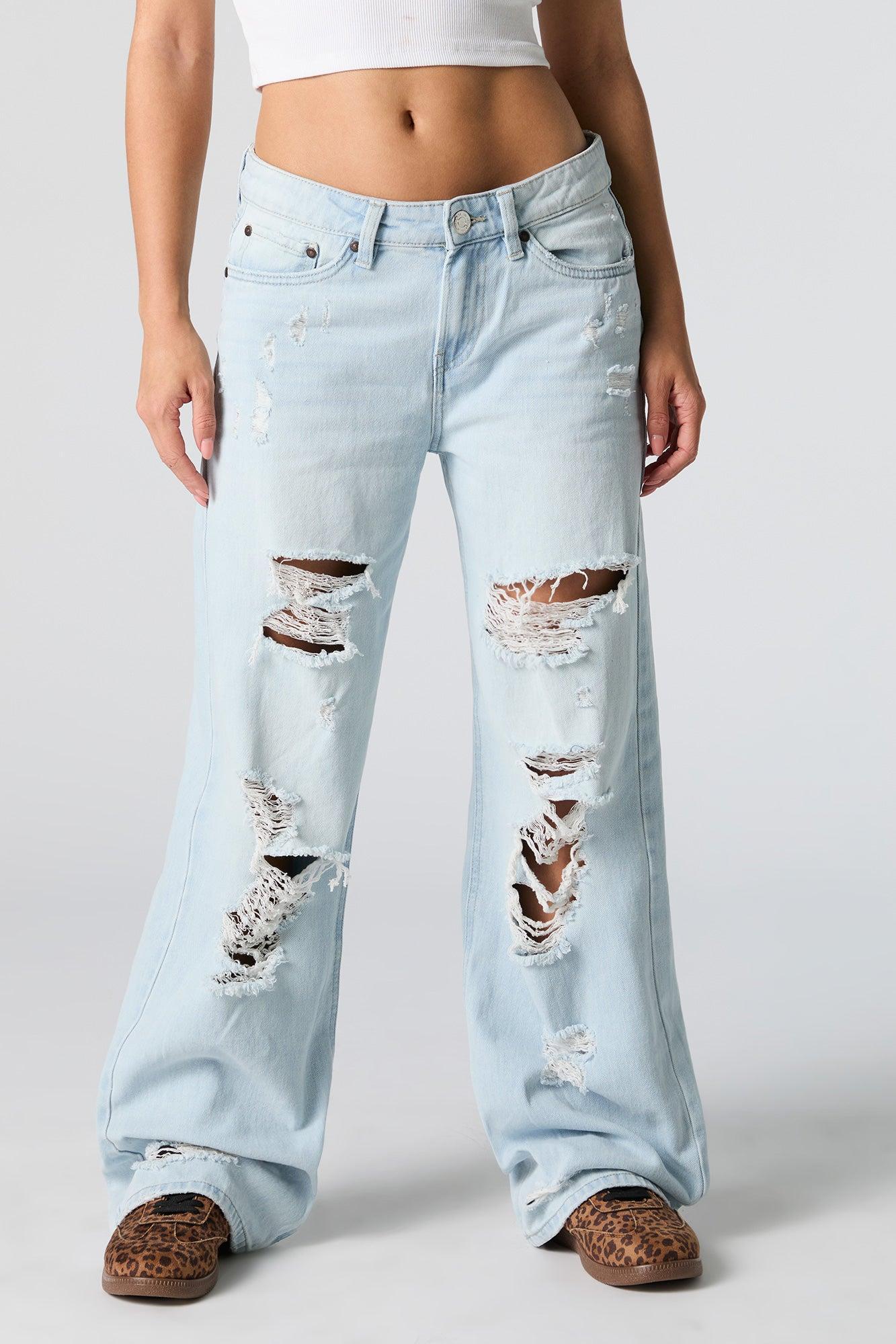 Light Wash Distressed Low Rise Skater Jean Female Product Image