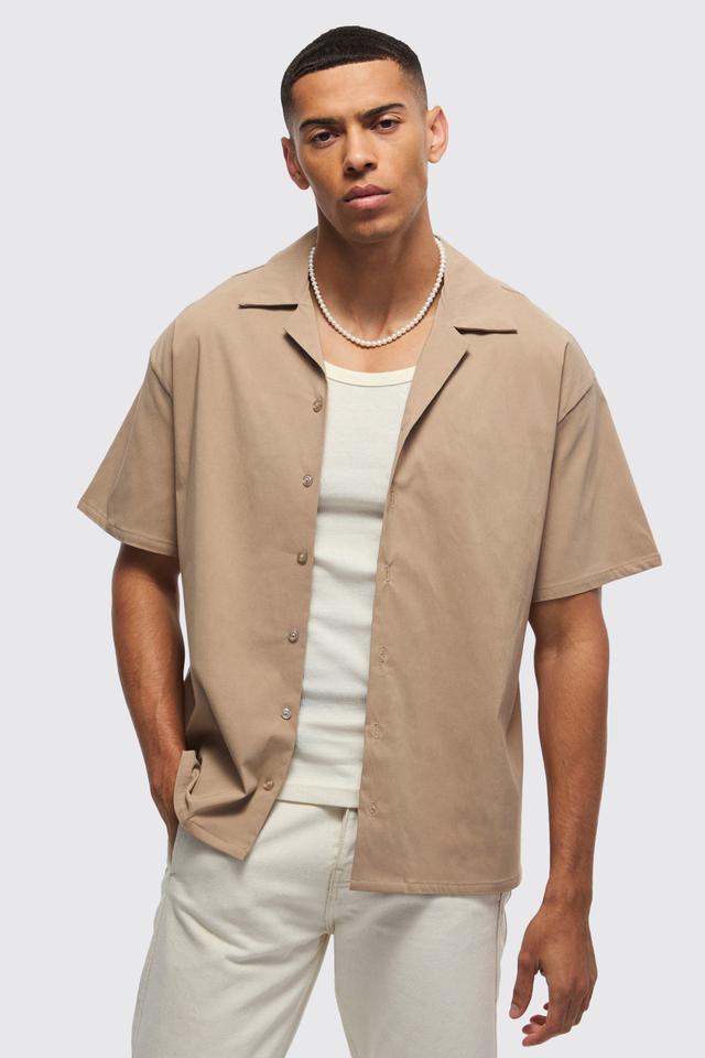 Oversized Revere Bengaline Shirt | boohooMAN USA Product Image