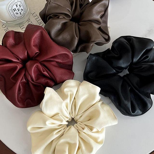 Faux Leather Plain Scrunchie Product Image