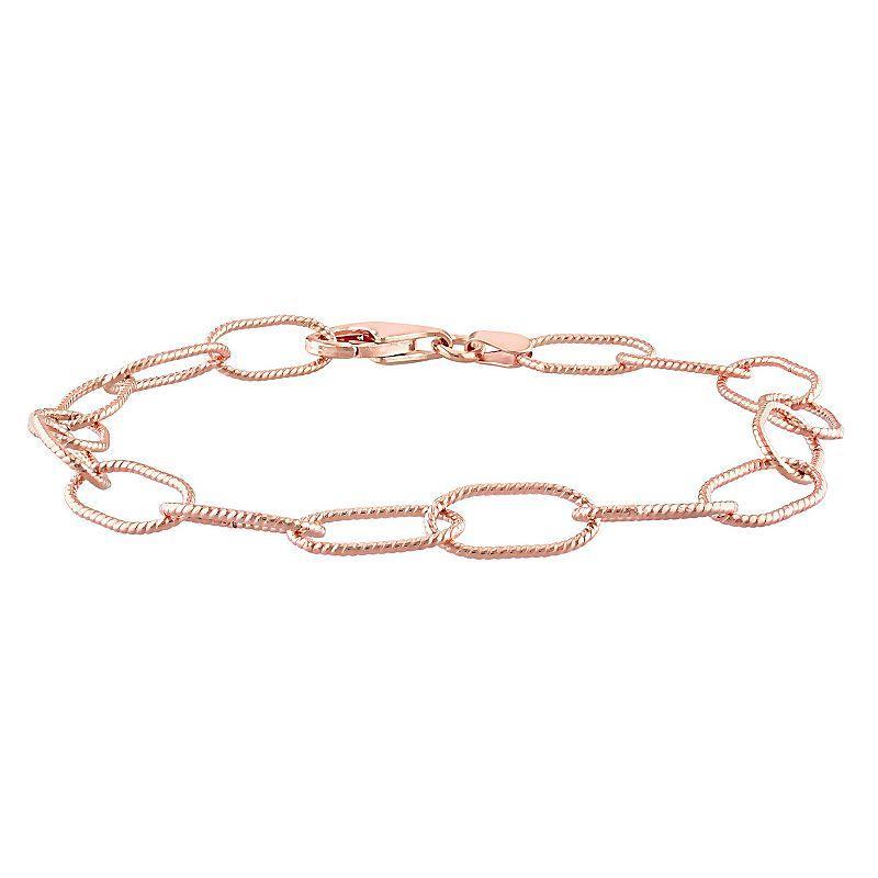 Stella Grace Sterling Silver 6.5 mm Twisted Rolo Chain Bracelet, Womens Rose Gold Tone Product Image