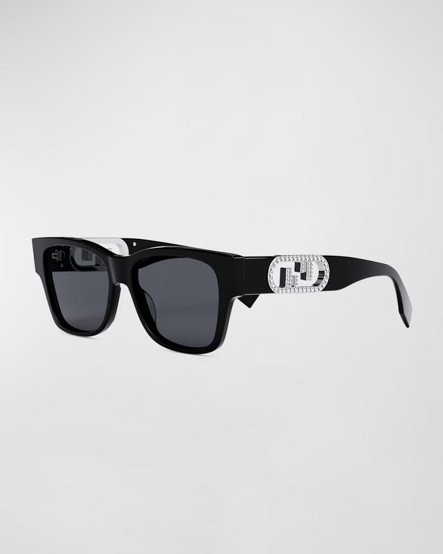 Embellished OClock Logo Acetate Rectangle Sunglasses Product Image