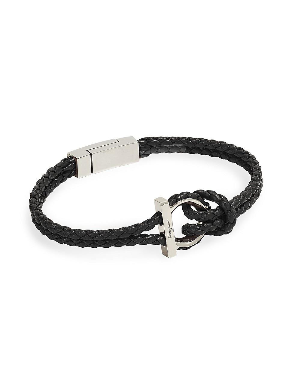 FERRAGAMO Mens Braided Leather Bracelet Product Image