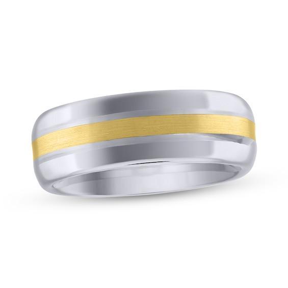 Men's 7.0mm Center Stripe Band in Tungsten and 10K Gold Product Image