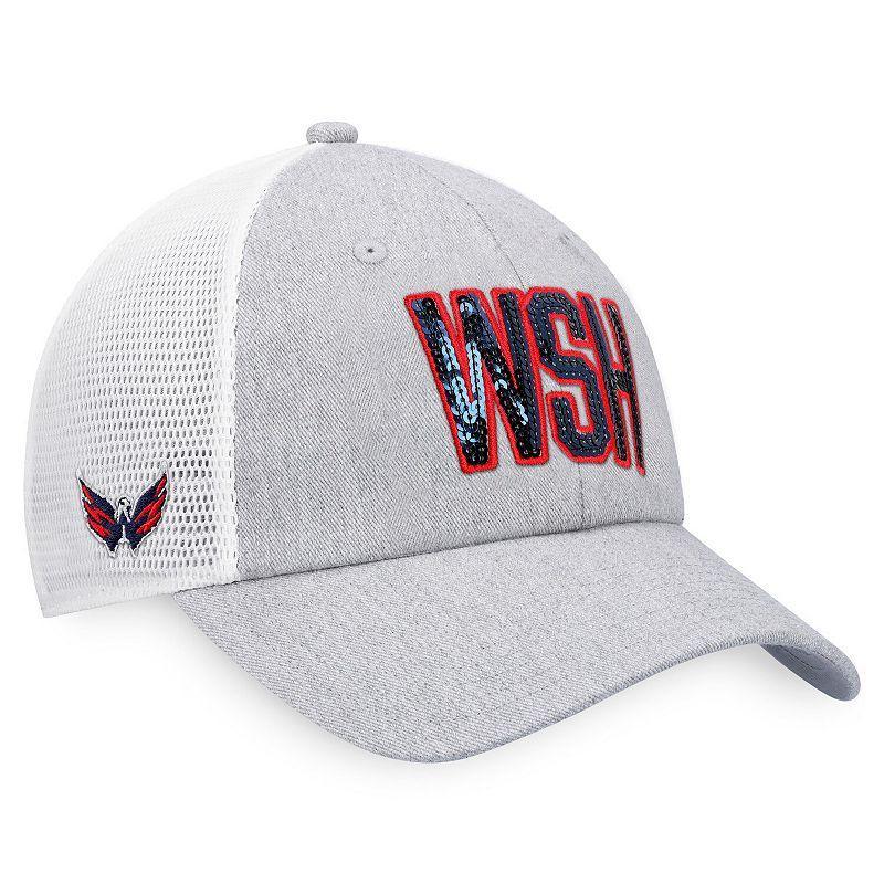 Womens Fanatics Heather Gray Washington Capitals Iconic Glimmer Trucker Snapback Hat - Heather Gray Product Image