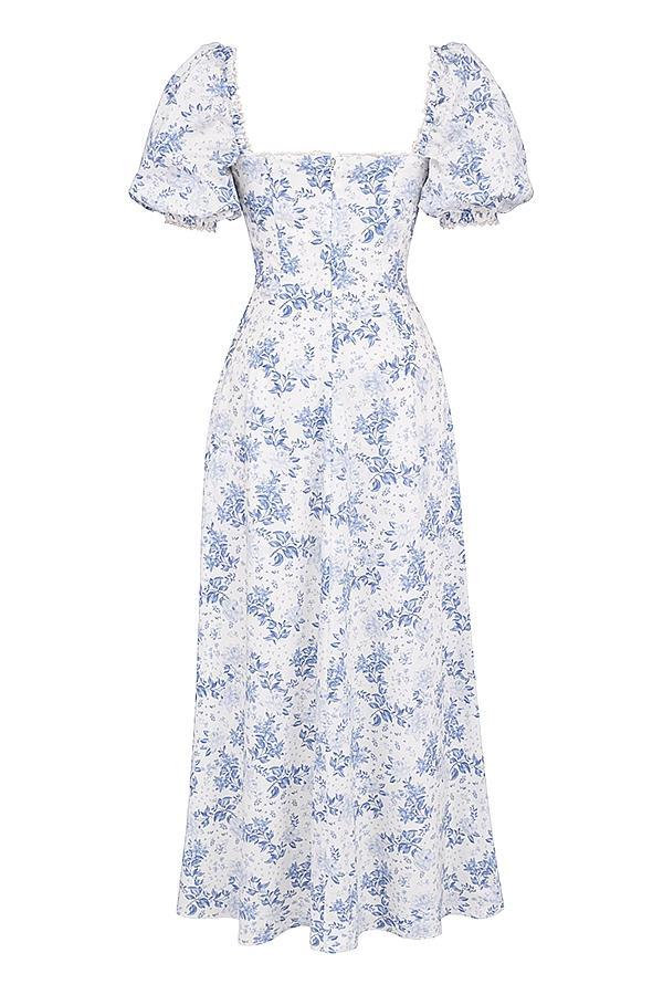 Felizia Blue Print Puff Sleeve Sundress - SALE Product Image