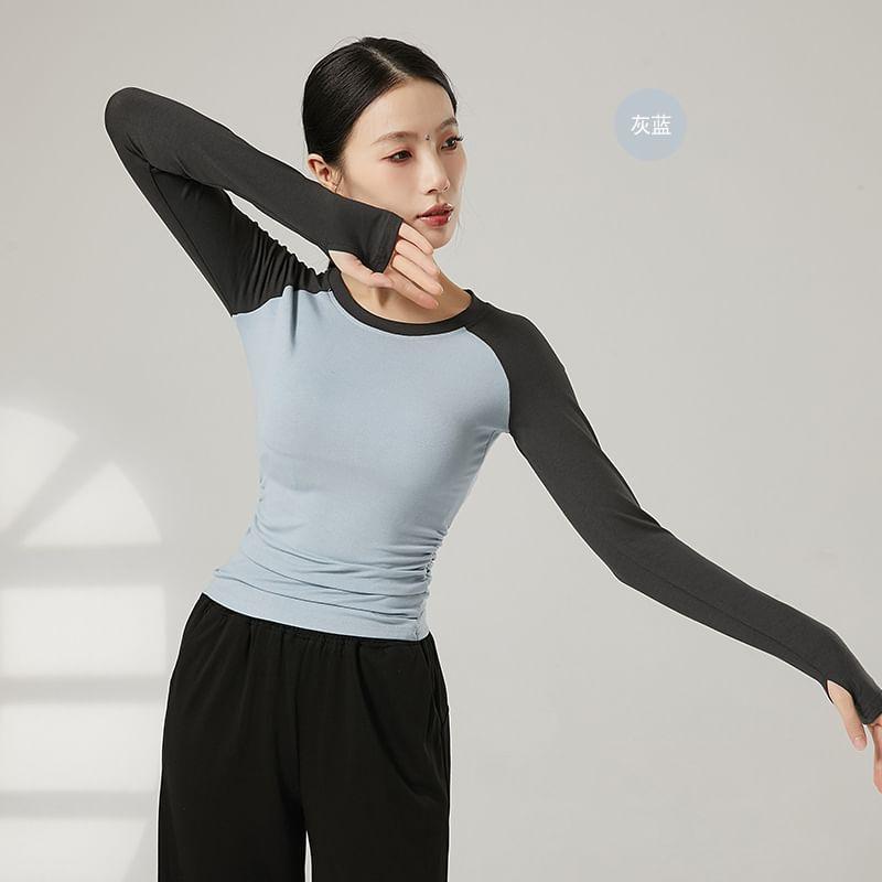 Long-Sleeve Crewneck Raglan Thumbhole Dancing Top Product Image