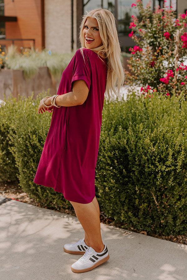 Back To Basics T-Shirt Dress In Wine Curves Product Image