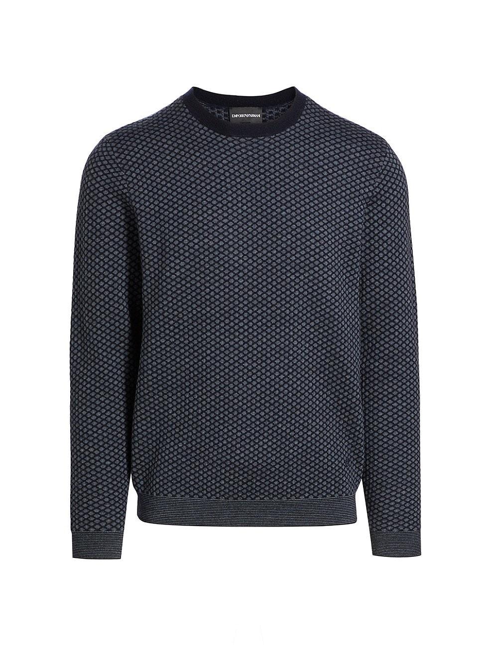 Mens Textured Diamond Virgin Wool Crewneck Sweater Product Image