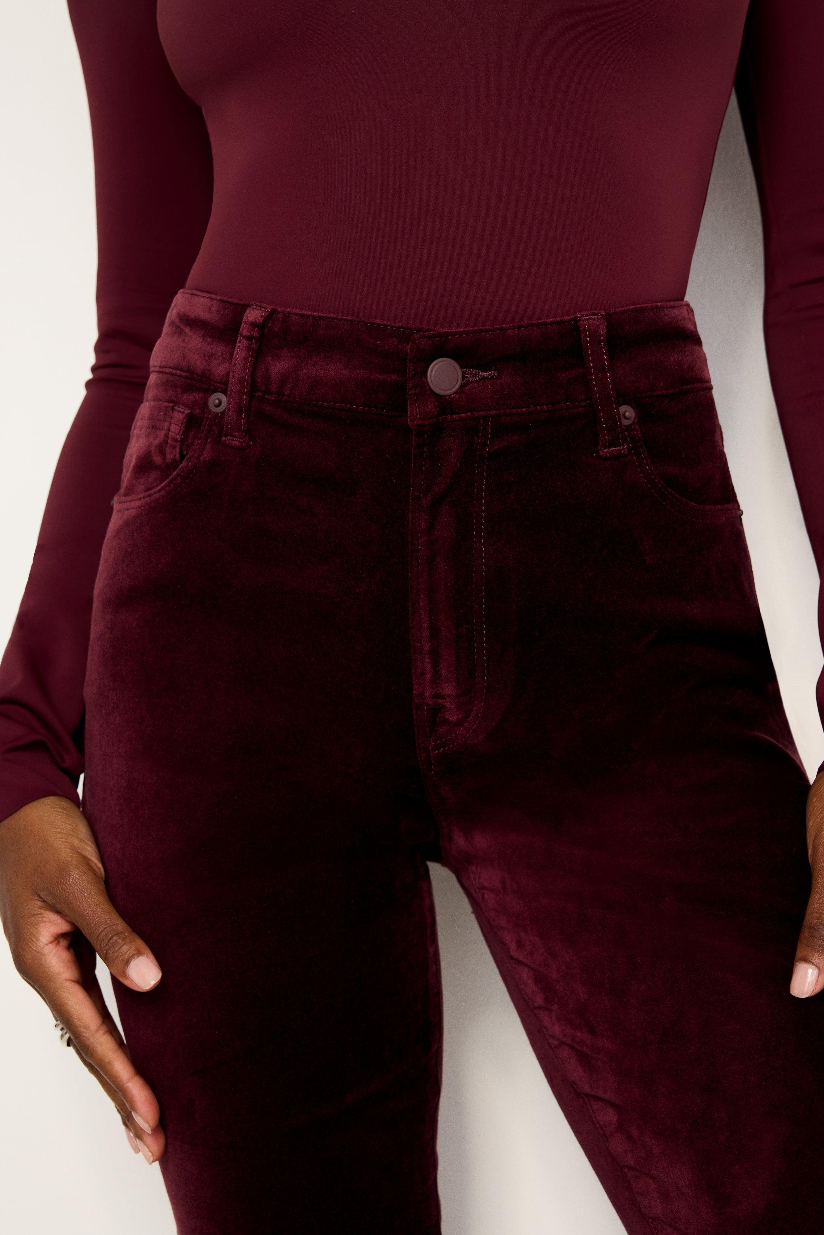 GOOD WAIST SUPER FLARE VELVET PANTS | OXBLOOD002 Product Image