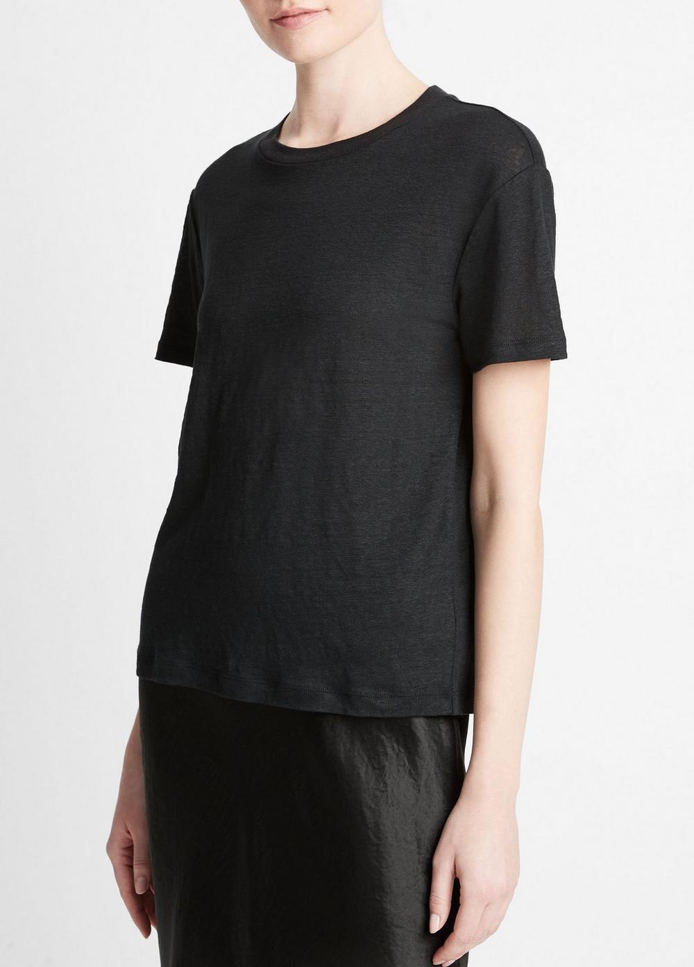 Linen Drop-Shoulder Crew Neck T-Shirt Product Image