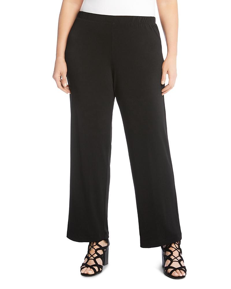 Karen Kane Plus Size Crepe Pull-On Flat Front Wide Leg Pants Product Image