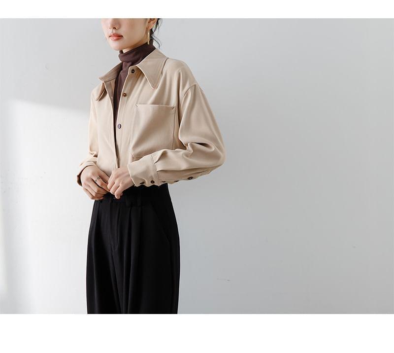 Long-Sleeve Plain Pocket Detail Shirt Product Image