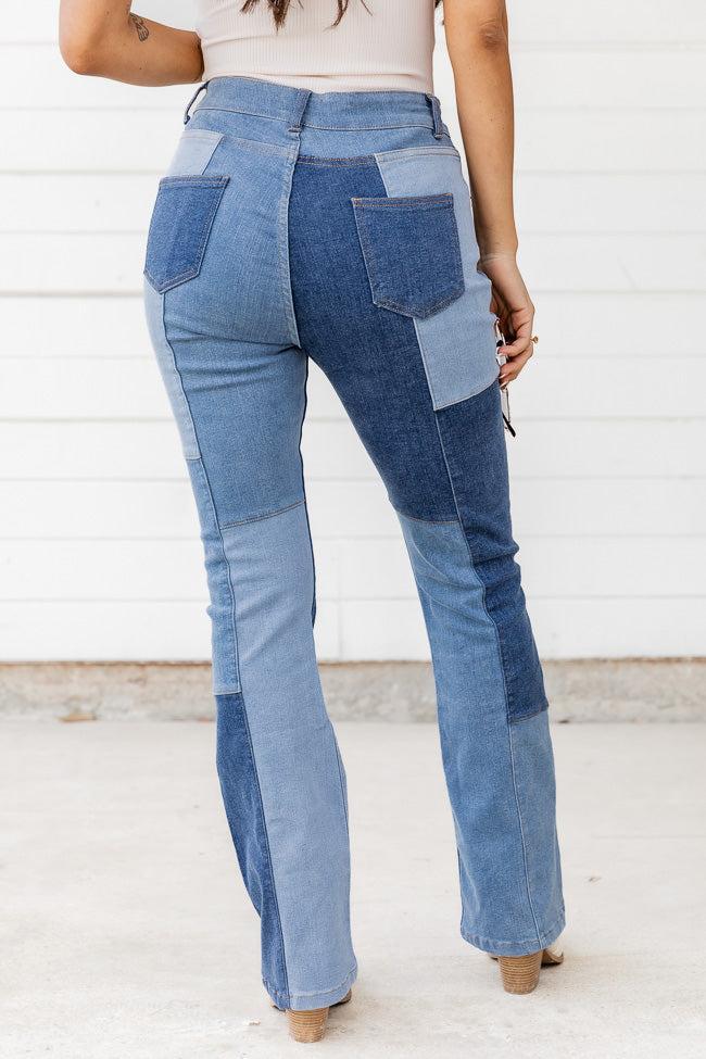 Della Patch Denim Straight Leg Jeans FINAL SALE Product Image