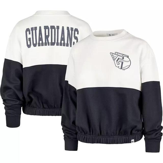 Womens 47 White/Navy Cleveland Guardians Take Two Bonita Pullover Sweatshirt Product Image