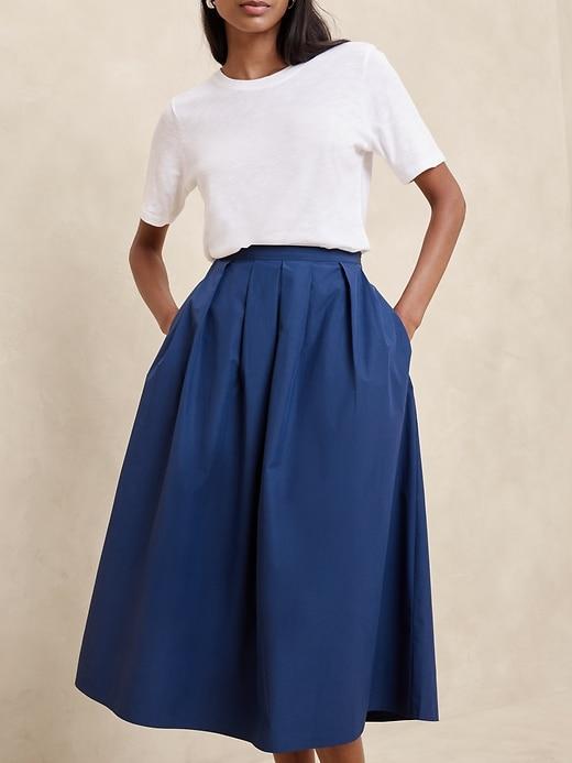 Pintuck Taffeta Midi Skirt Product Image