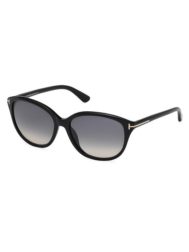 Tom Ford Karmen Smoke Gradient Oval Ladies Sunglasses FT0329 01B 57 Product Image