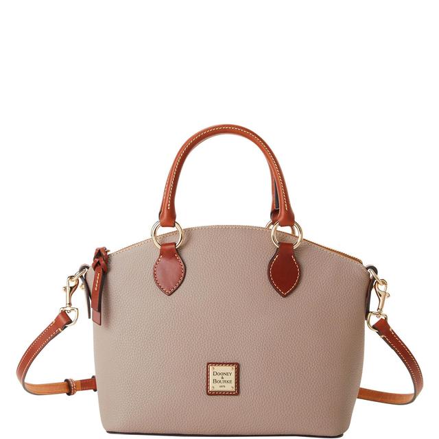 Dooney & Bourke Womens Pebble Grain Leather Satchel Bag in Taupe Product Image