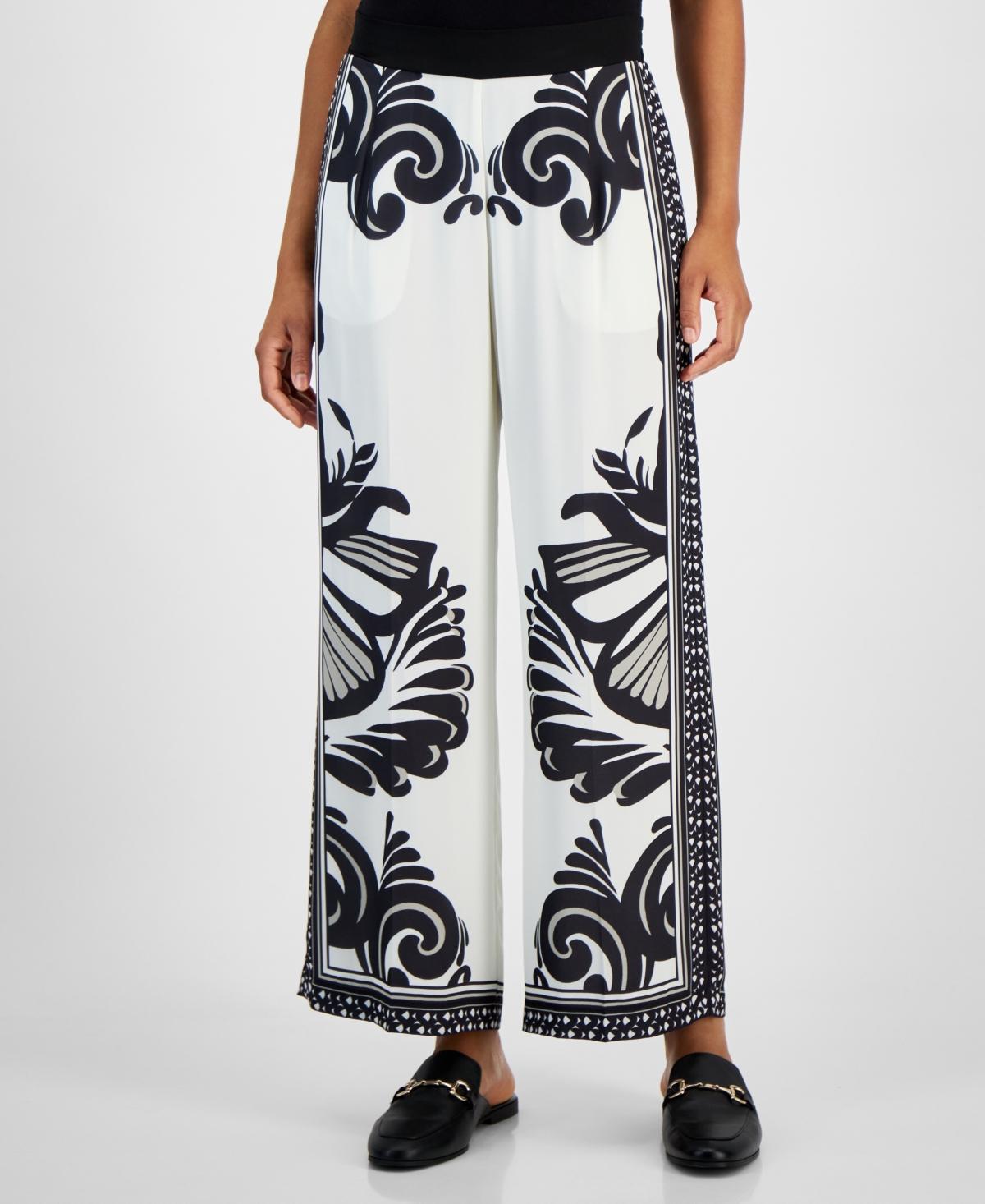 Women's Printed Pull-On Wide-Leg Pants Product Image