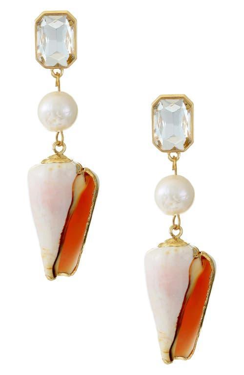 Ettika Shell & Freshwater Pearl Drop Earrings Product Image