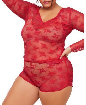 Plus Size Gwendlyn Lace Top And Shorts Set Product Image