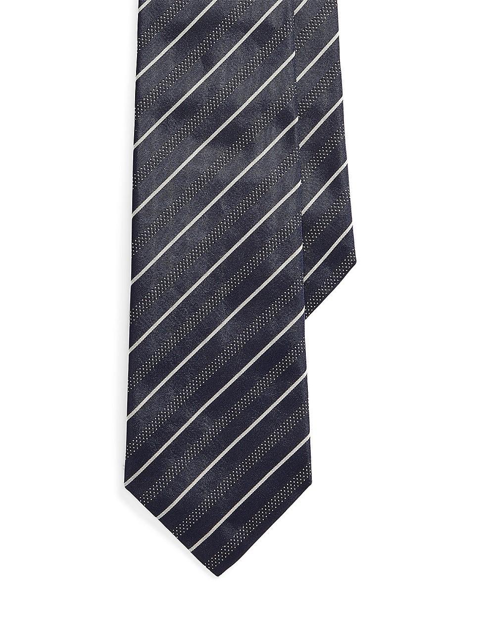 Mens Dot & Stripe Print Silk Tie Product Image