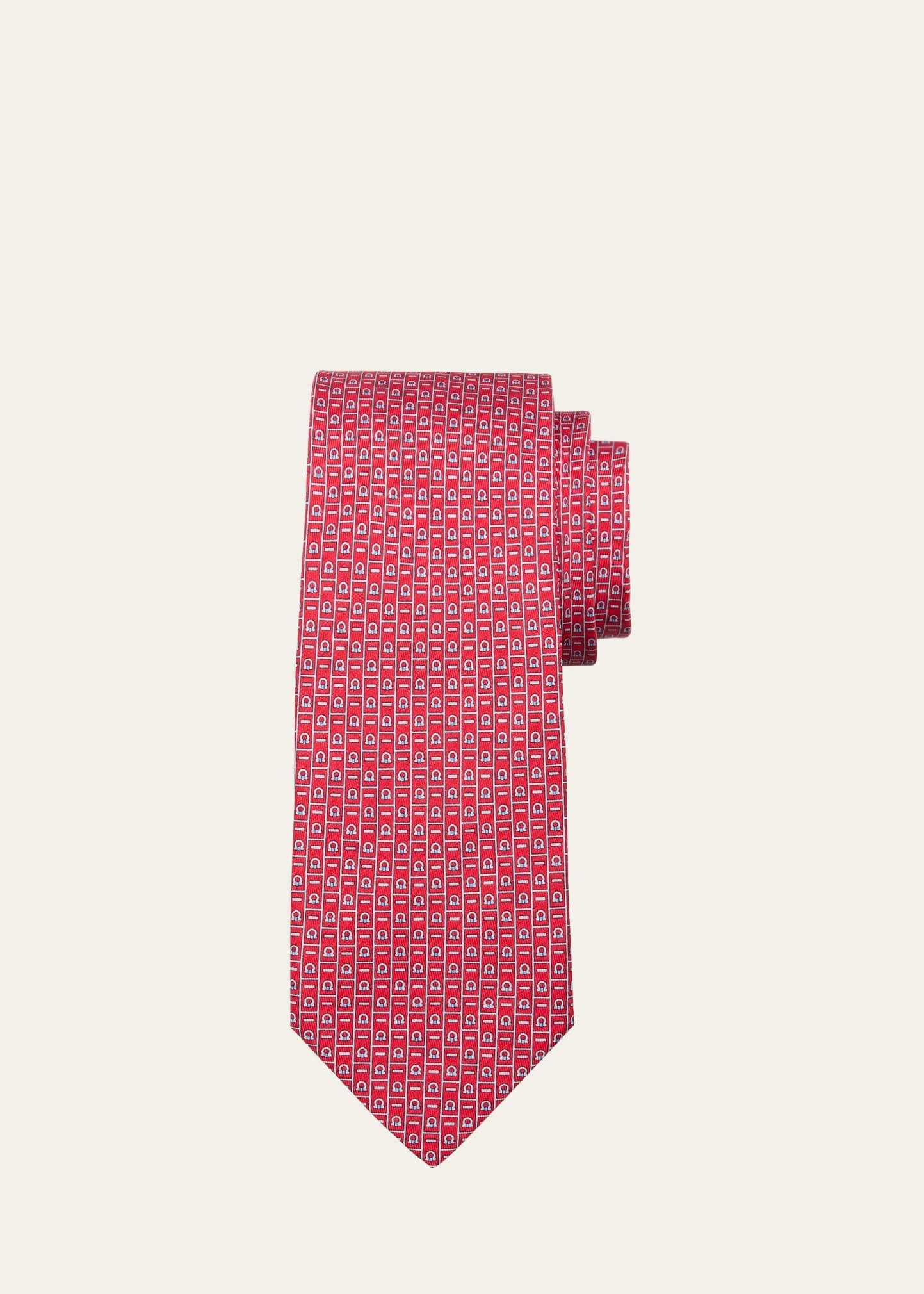 Mens Gancini Monogram-Print Silk Tie Product Image