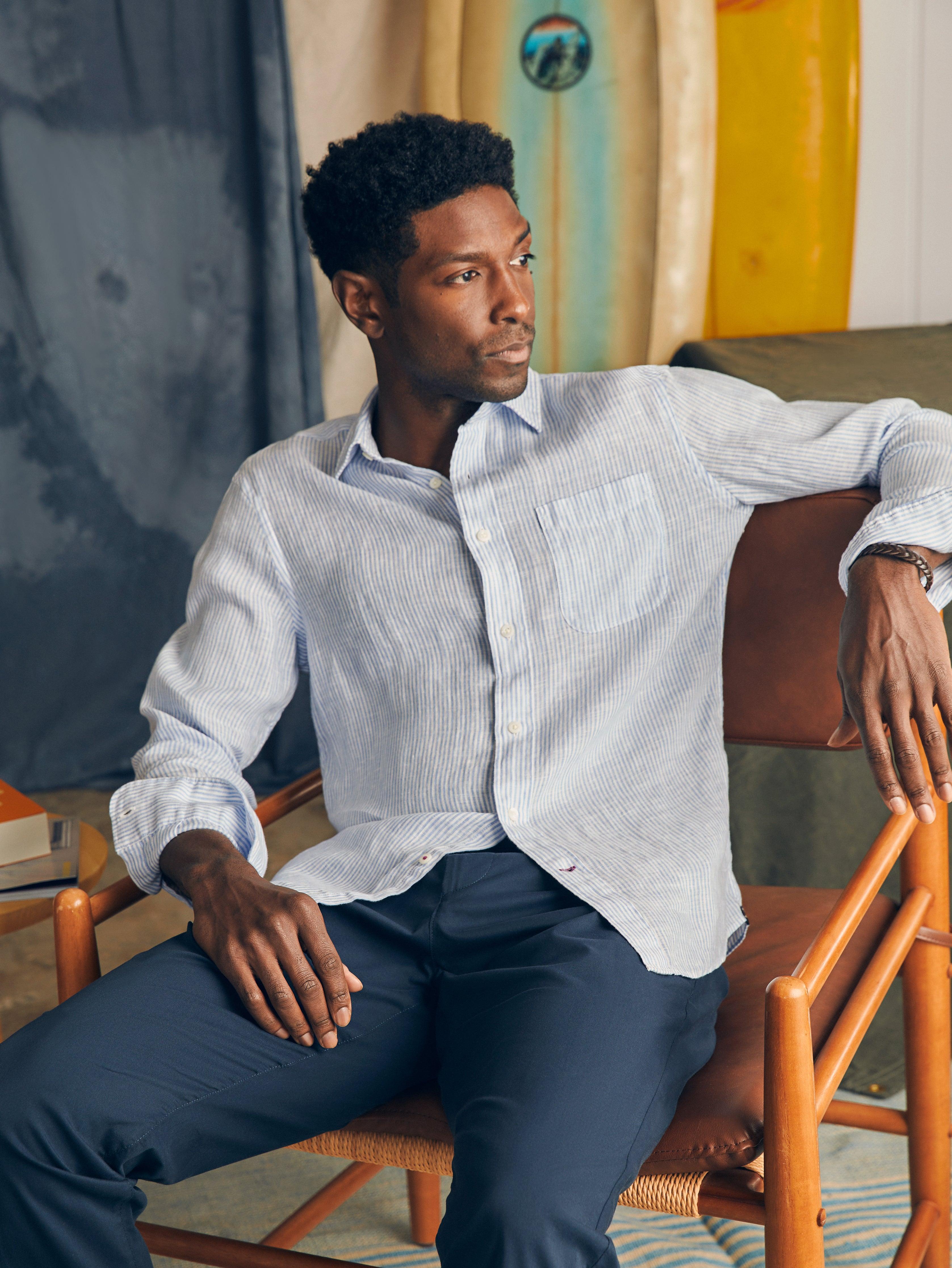 Laguna Linen Shirt - Summer Classic Stripe Male Product Image