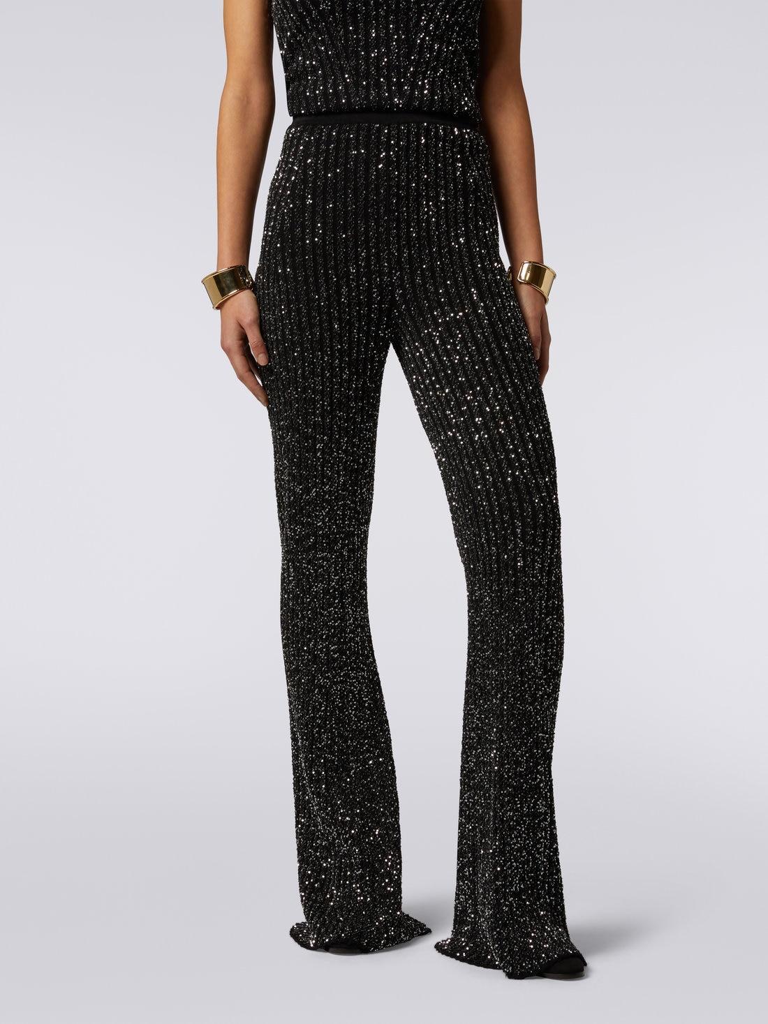 Viscose blend flared trousers with sequins Black | Missoni Product Image