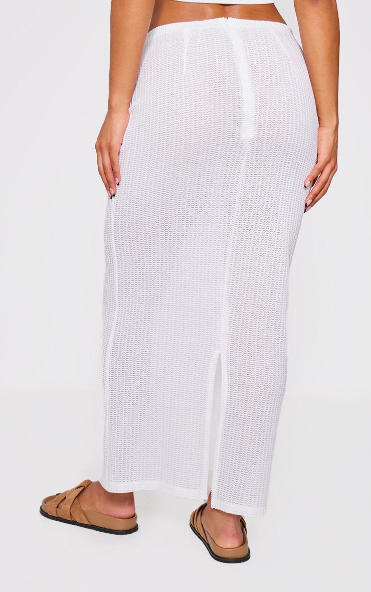 White Textured Rib Maxi Skirt Product Image