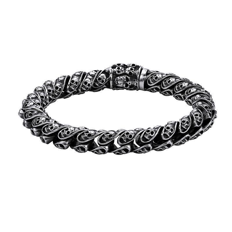 LYNX Mens Stainless Steel Skull Bracelet Multicolor Product Image