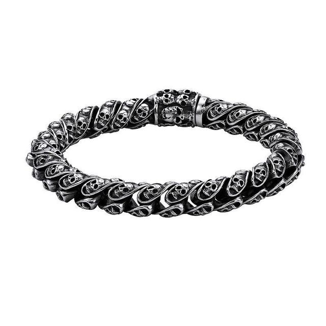 LYNX Mens Stainless Steel Skull Bracelet Two Tone Product Image