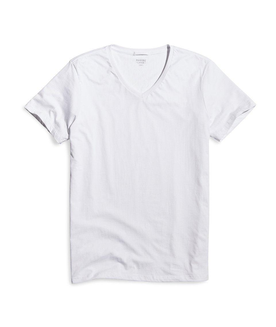 Signature V-Neck Tee in Pure White Product Image