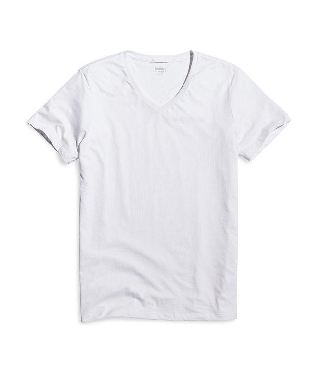 Signature V-Neck Tee in Pure White Product Image