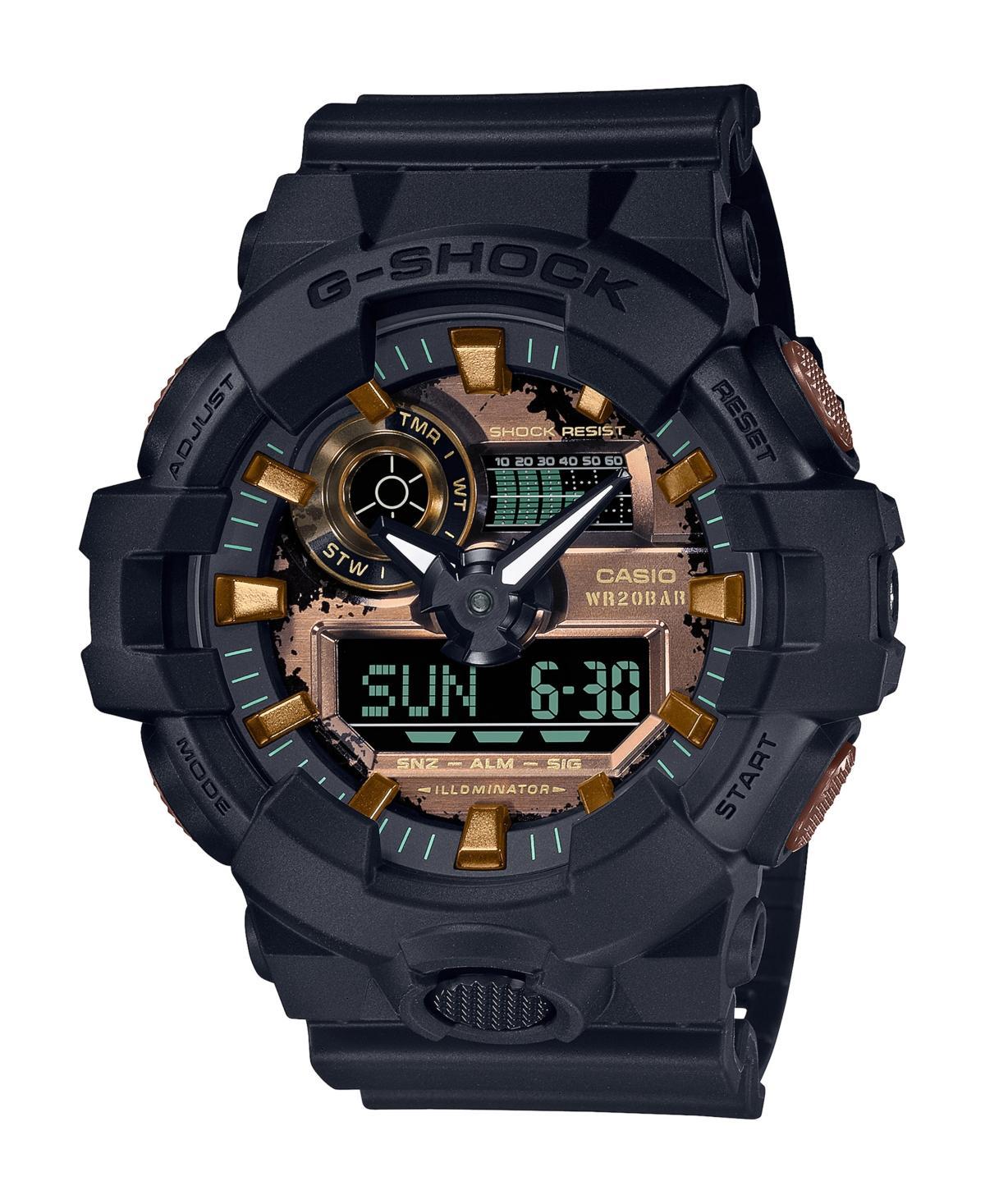 Men's Casio G-Shock Classic Black Resin Strap Watch with Rust Gold-Tone Dial (Model: Ga700Rc-1A) Product Image