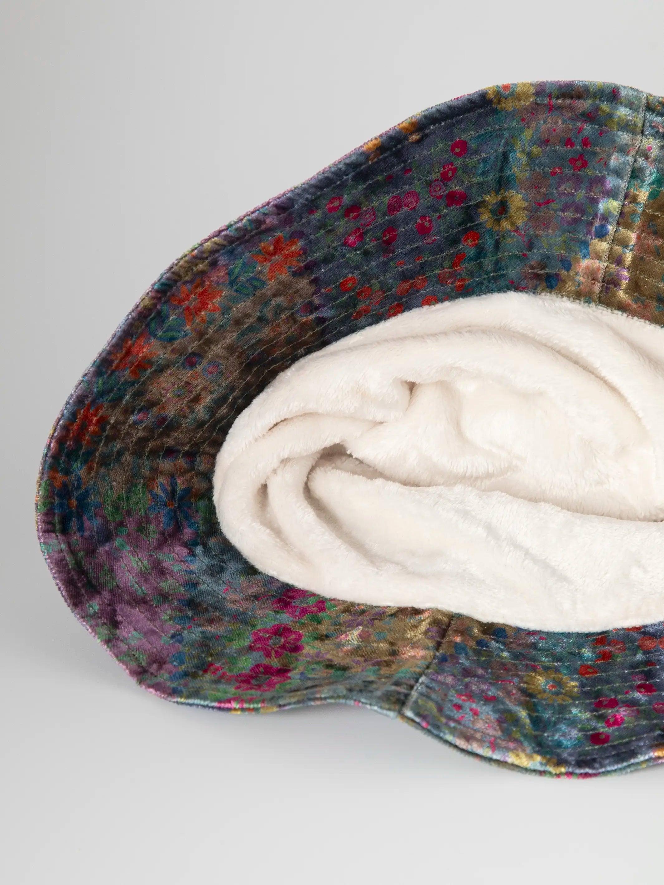 Printed Velvet Bucket Hat - Vintage Rose Patchwork Product Image