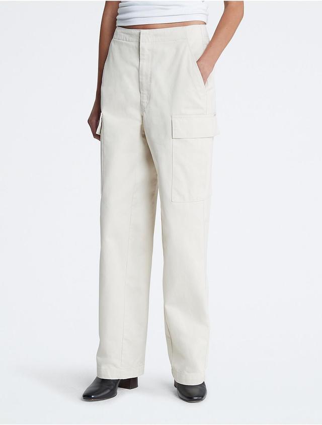 Calvin Klein Womens Wide Leg Cargo Pants - Green - 29 Product Image