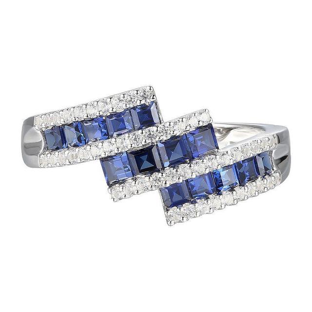 Sterling Silver Lab-Created Blue & White Sapphire Ring, Womens Product Image