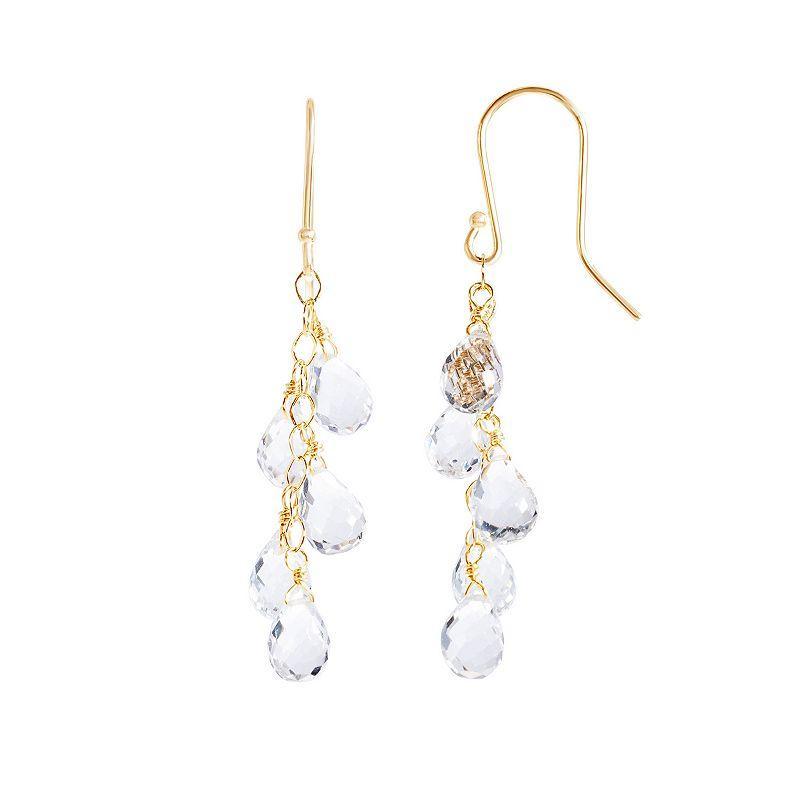 Jewelmak 14k Gold White Topaz Briolette Drop Earrings, Womens Product Image