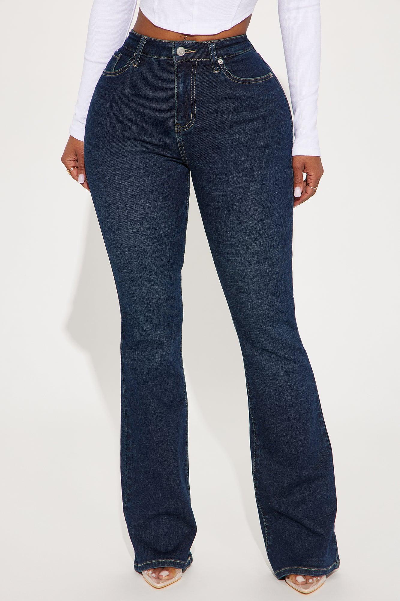 Instant BBL Padded Stretch Sculpting Flare Jeans - Dark Wash Product Image