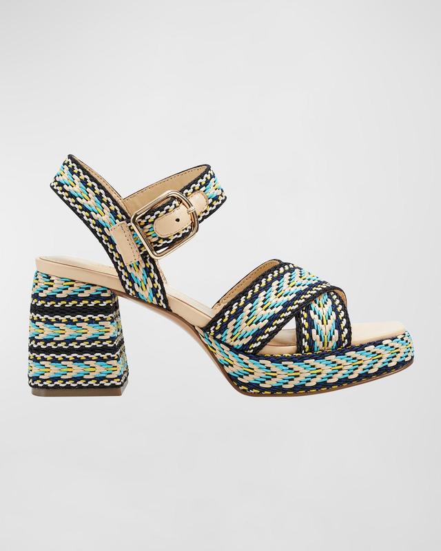 Woven Textile Ankle-Strap Sandals Product Image