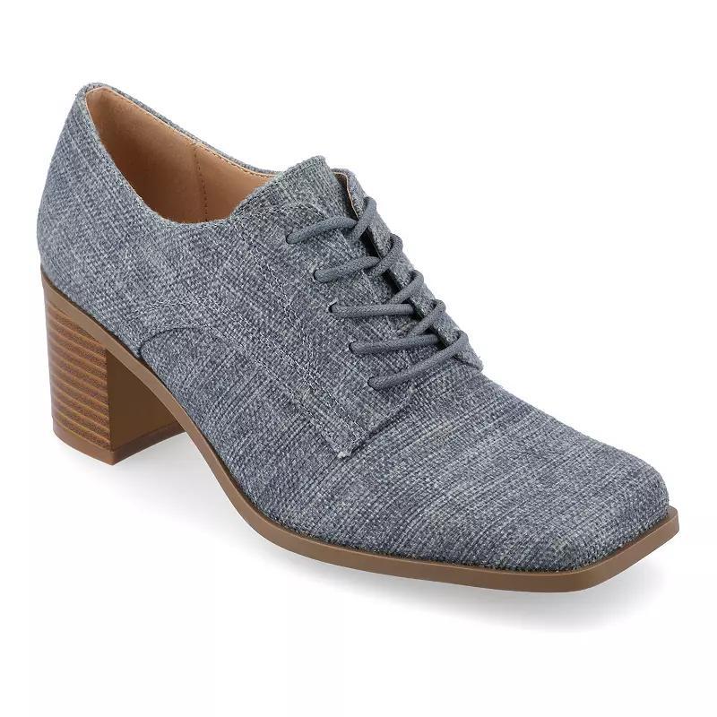 Journee Collection Tru Comfort Foam Sylvan Womens Oxford Block Heels Blue Product Image