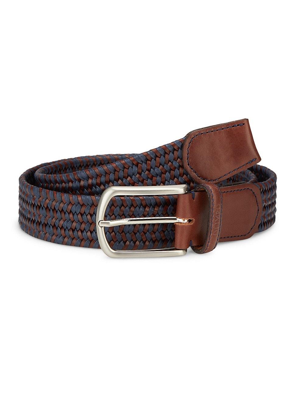 Mens COLLECTION Leather Woven Belt Product Image