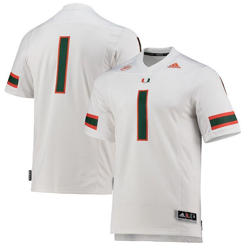 Mens adidas #1 White Miami Hurricanes Team Premier Football Jersey Product Image