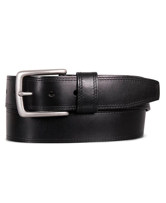 Lucky Brand Men's Double Needle Stitched Leather Belt, Black Product Image