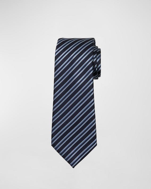 Mens Silk-Cotton Stripe Tie Product Image