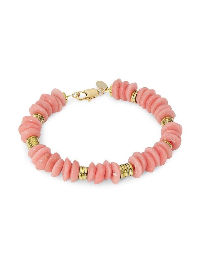 Womens Elvire Goldtone, Vinyl, & Hematite Beaded Bracelet - Pink Product Image