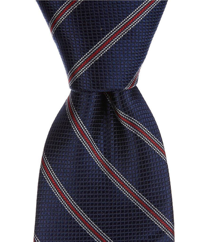 Cremieux Classic Stripe Printed 3 1/4#double; Silk Tie Product Image