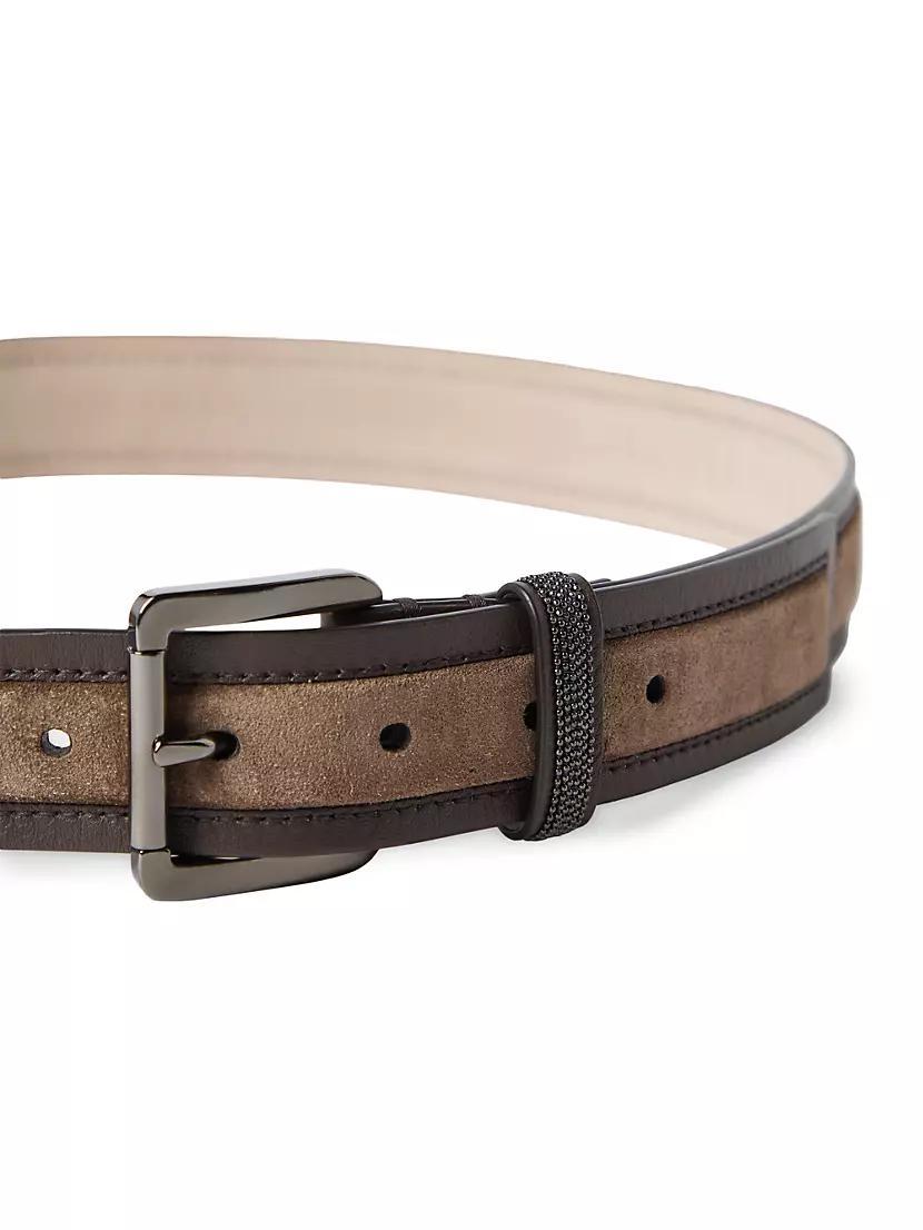 Suede and Calfskin Belt with Shiny Loop Product Image